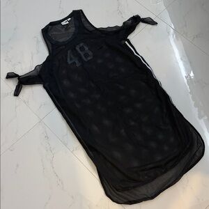 Puma Black Mesh Midi Dress drop shoulder SZ SM